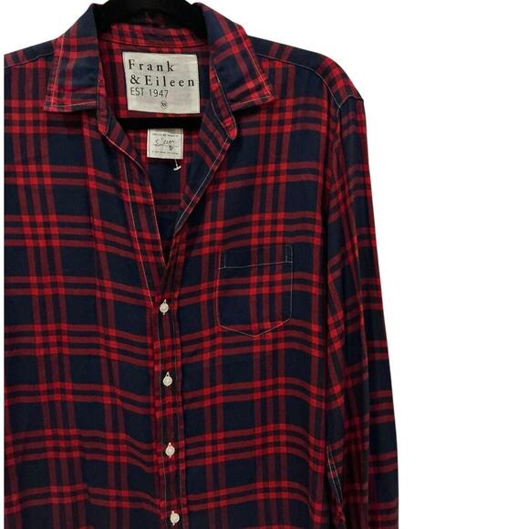 Frank & Eileen Eileen Button-Up Shirt Red And Blue Plaid Flannel Modal Size XS - Picture 7 of 15
